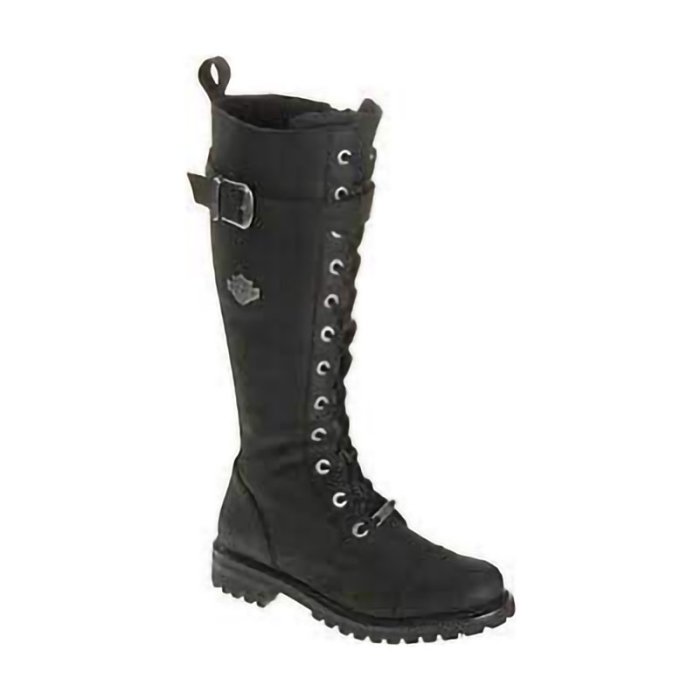 Harley-Davidson Stivali Tessa Donna, Anfibi In Pelle Stringati Con Cerniera, Tacco A Blocco, Colore Nero, Taglia 42, Larghezza Normale - 2