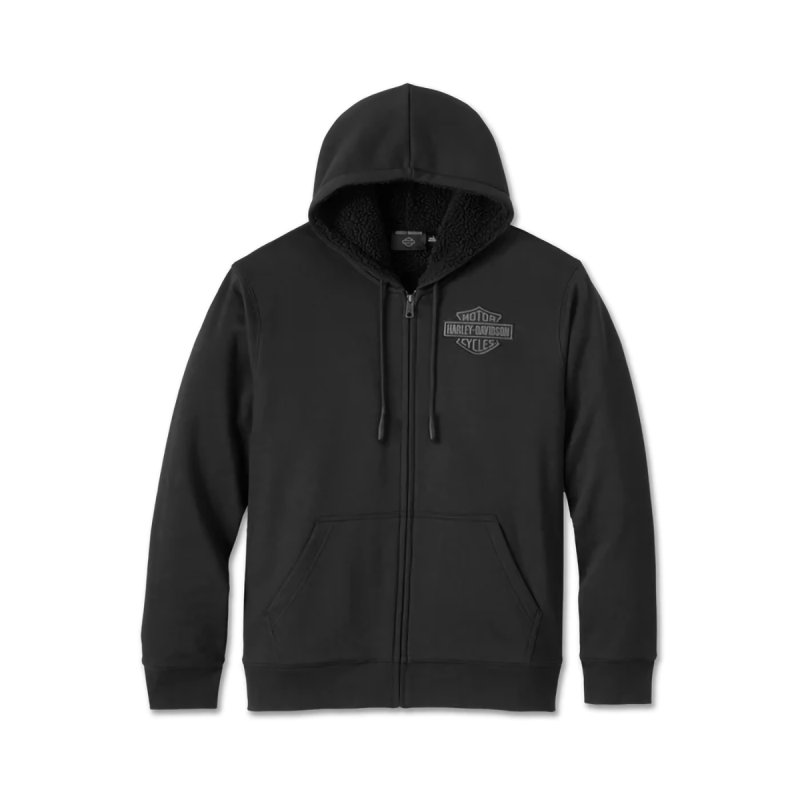 Felpa con cappuccio Bar & Shield  con fodera in sherpa e con cerniera anteriore Black in Edizione Limitata