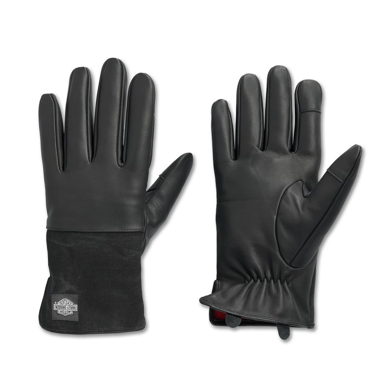 97646-25VM Guanto in pelle di medio spessore e inserto tela olona in cotone  Working Man Nero in Edizione Limitata