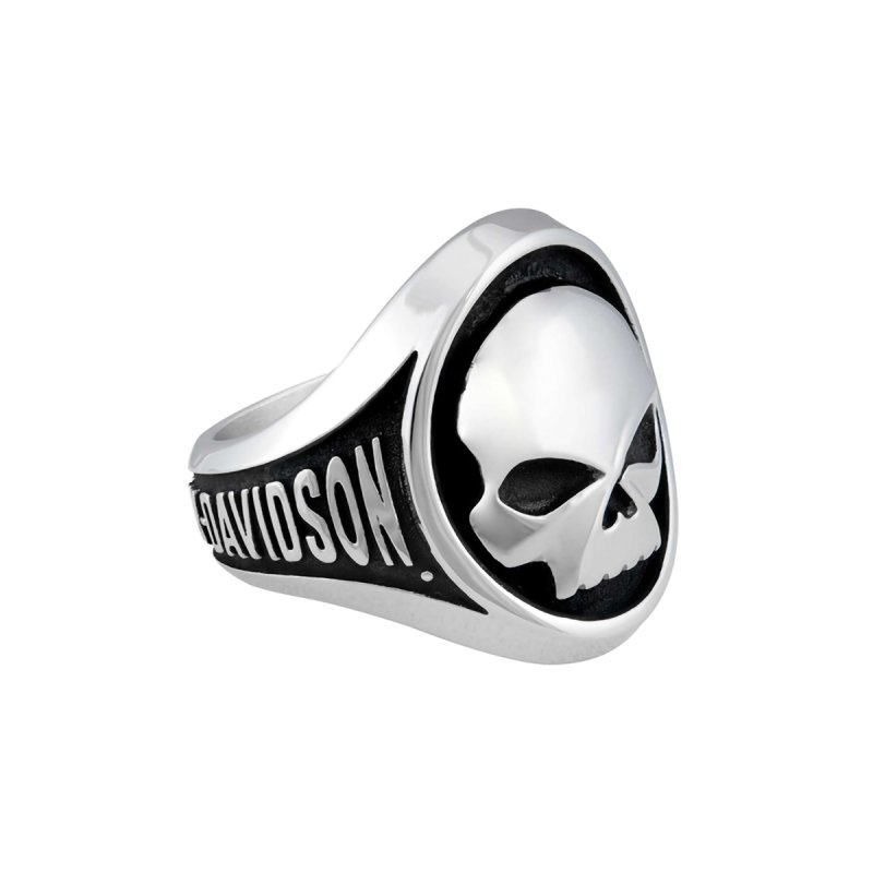 Anello Da Uomo Willie G Skull in acciaio nero e argento