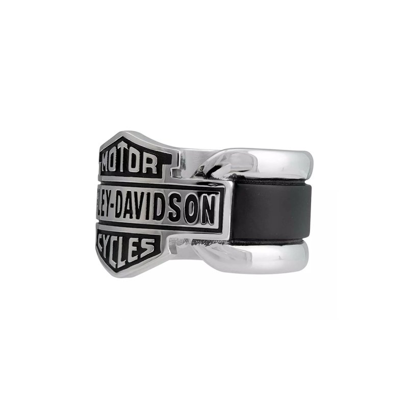 Anello a righe Bar&Shield Vintage da uomo in acciaio