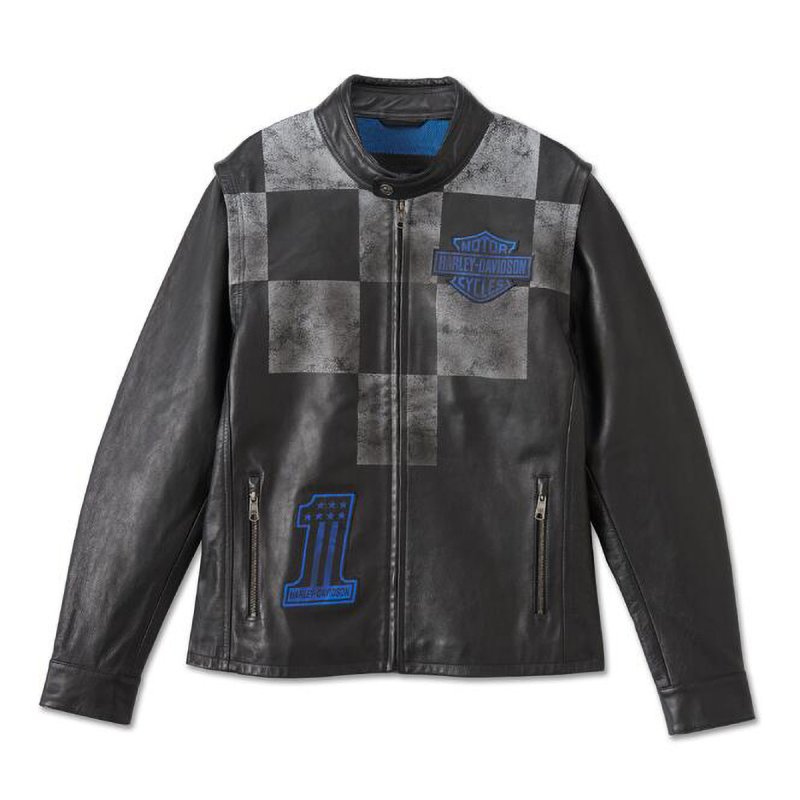 Giubbino in pelle medio peso effetto lavato blue steel convertible in Limited Edition