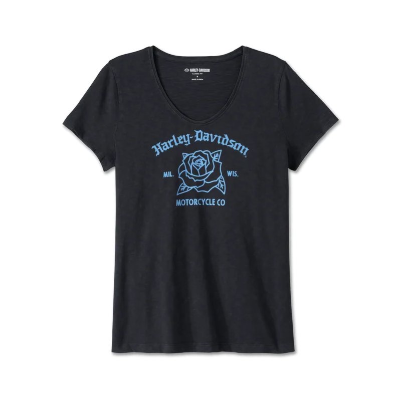 T-shirt black United V-Neck Rosebud