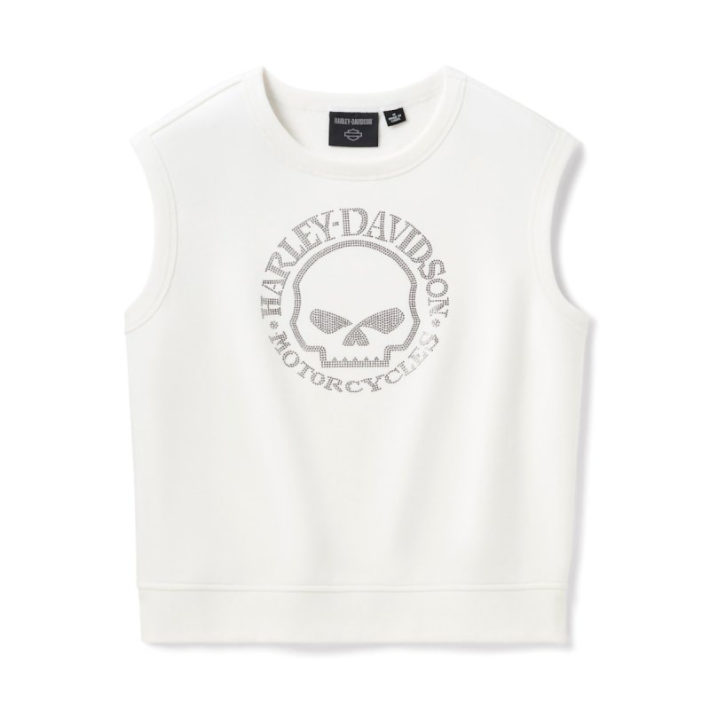 Canotta Skull white con strass